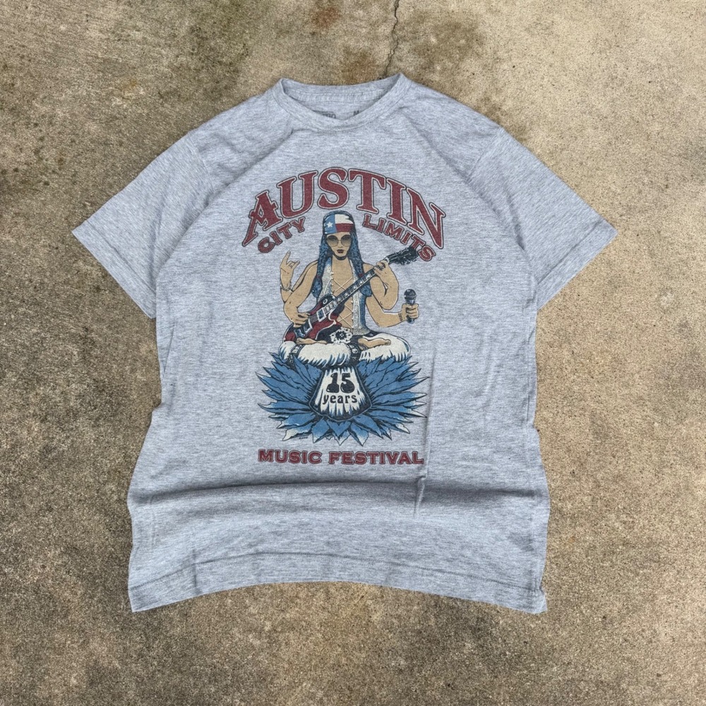 Austin City Limits 2016 Music Festival 15 Years Lineup T-Shirt Mens Medium Gray